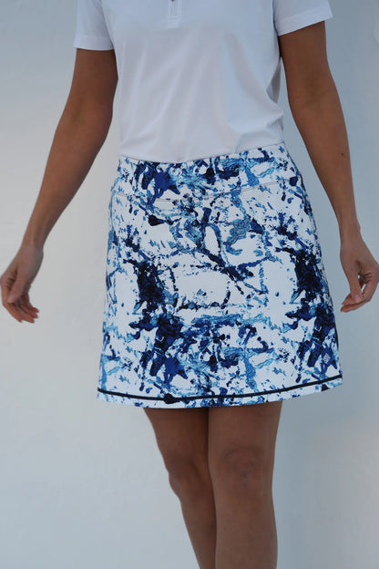 FAMARA ELSIE BLUE A-Line Art Golf Skort 17"