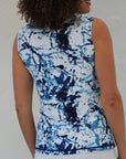FAMARA ELSIE BLUE Sleeveless Mock Golf Shirt