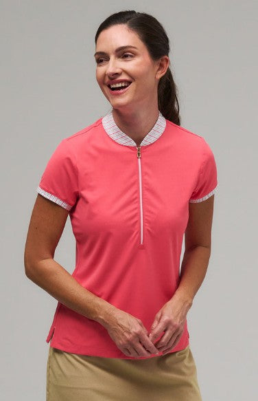 Fairway & Greene EMILIE SHORT SLEEVE ZIP Sunrise