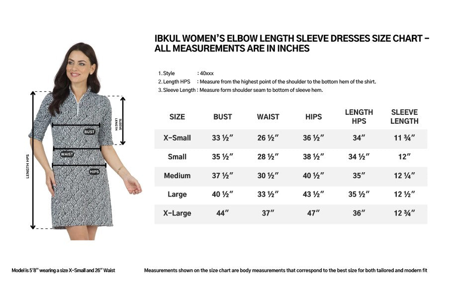 IBKUL Paddy Print Ruched Elbow Length Sleeve Dress (Multiple Colors)