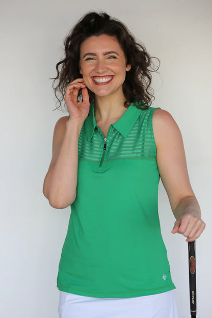 FAMARA TONAL SOLIDS SLEEVELESS SHEER GOLF SHIRT (MULTIPLE COLORS)