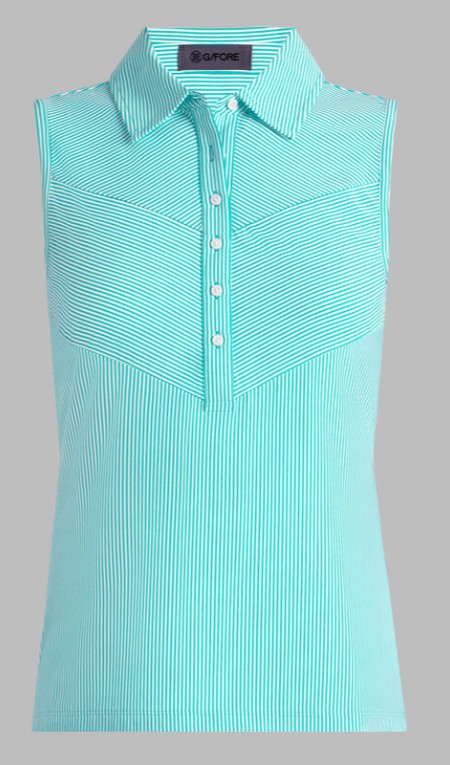G/FORE APPAREL FINE TECH ENGINEERED STRIPE SLEEVELESS POLO (MULTIPLE COLORS)