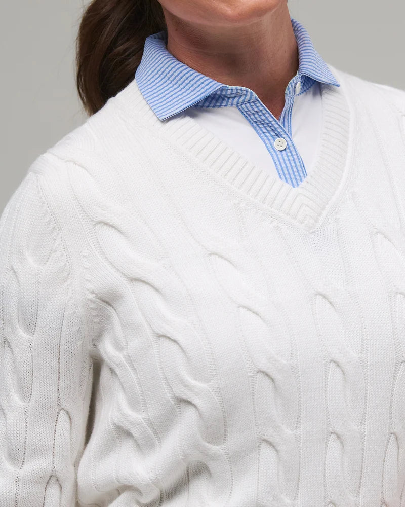Fairway & Greene Elodie V-Neck Cable Sweater
