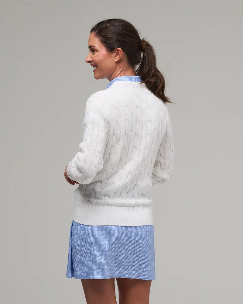 Fairway & Greene Elodie V-Neck Cable Sweater