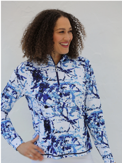 FAMARA ELSIE BLUE Long Sleeve Mid Layer Golf Shirt