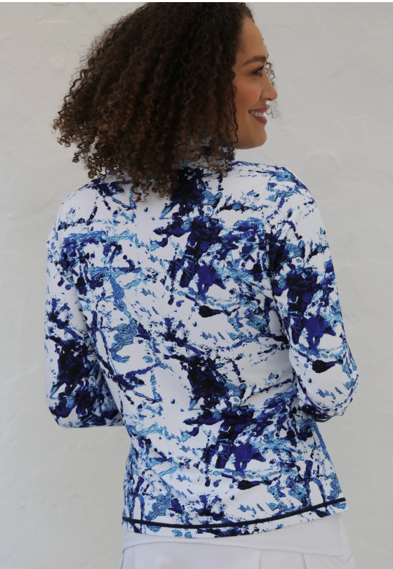 FAMARA ELSIE BLUE Long Sleeve Mid Layer Golf Shirt