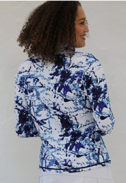 FAMARA ELSIE BLUE Long Sleeve Mid Layer Golf Shirt