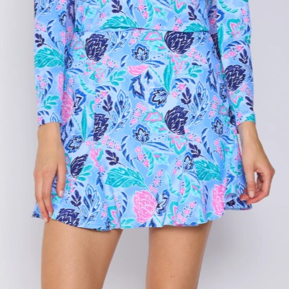 G Lifestyle Spring Flare Godet 17" Skort in Blue Paradise