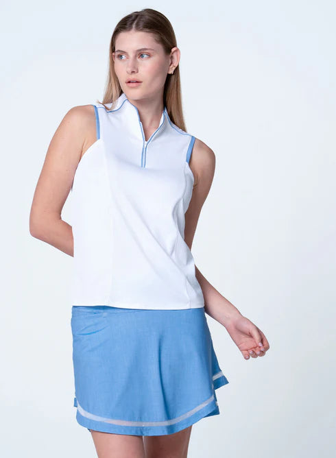 Lucky in Love Linen Nouveau Mandarin Collar Sleeveless