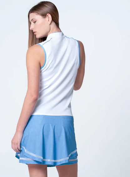 Lucky in Love Linen Nouveau Mandarin Collar Sleeveless