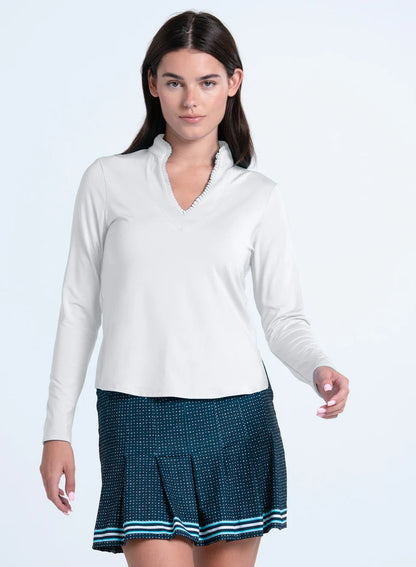 Lucky in Love TOILE DU JOUR Pleated Neck Long Sleeve (Multiple Colors)