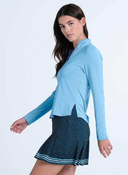 Lucky in Love UPTOWN GIRL Pleated Neck Long Sleeve