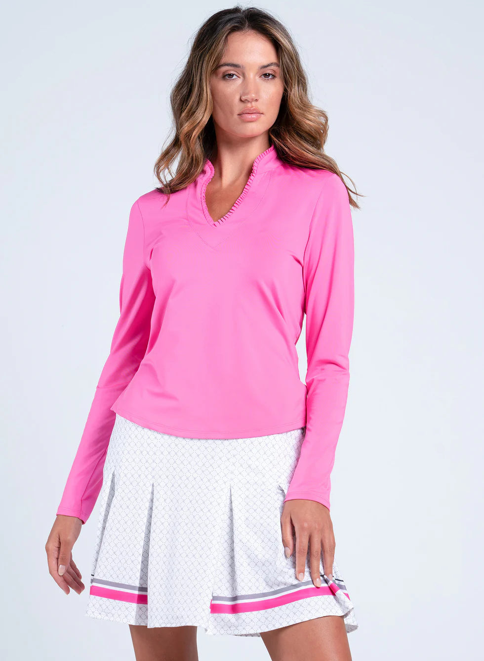 Lucky in Love TOILE DU JOUR Pleated Neck Long Sleeve (Multiple Colors)