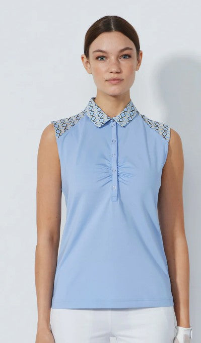 Daily Sports Abstract Fusion Gathered Sleeveless Polo (Multiple Colors)