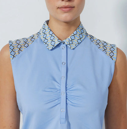 Daily Sports Abstract Fusion Gathered Sleeveless Polo (Multiple Colors)