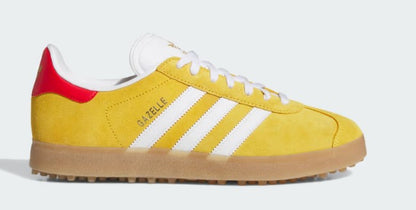 Adidas Gazelle Spikeless Golf Shoes in Bold Gold / Cloud White / Better Scarlet