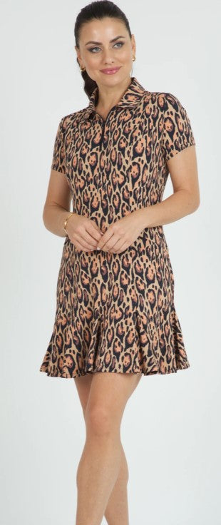 IBKUL Gemma Print Short Sleeve Godet Dress (Multiple Colors)