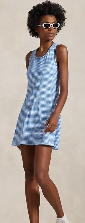 Ralph Lauren RLX Gingham Crisscross Interlock Racer Back Dress 33"