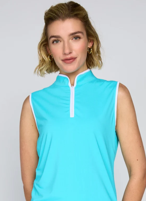 G Lifestyle Sun Safe UPF 50+ Piped Sleeveless Performance Top (Multiple Colors)