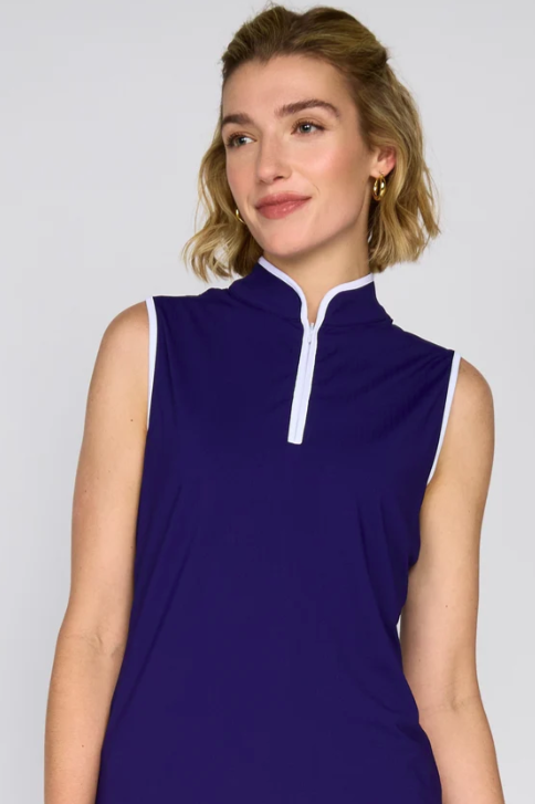 G Lifestyle Sun Safe UPF 50+ Piped Sleeveless Performance Top (Multiple Colors)