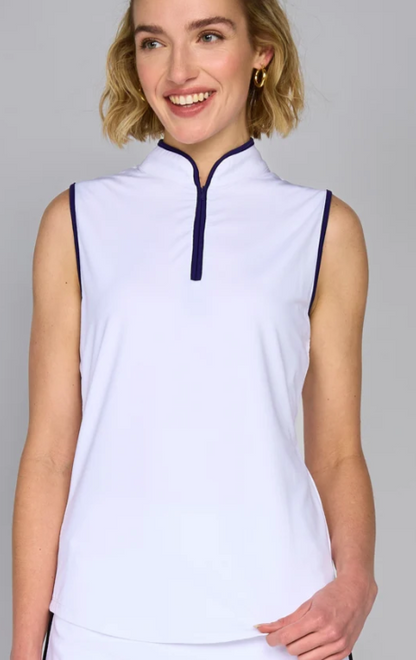 G Lifestyle Sun Safe UPF 50+ Piped Sleeveless Performance Top (Multiple Colors)