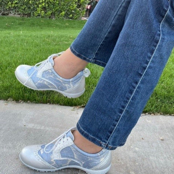 WesTees Grace Golf Shoe for Walking 18 in Metallic Silver & Blue
