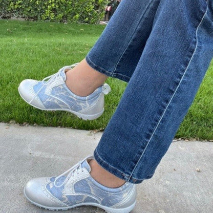 WesTees Grace Golf Shoe for Walking 18 in Metallic Silver & Blue