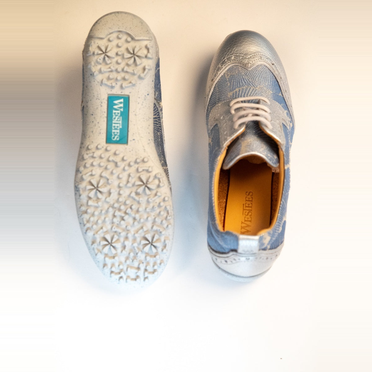 WesTees Grace Golf Shoe for Walking 18 in Metallic Silver & Blue