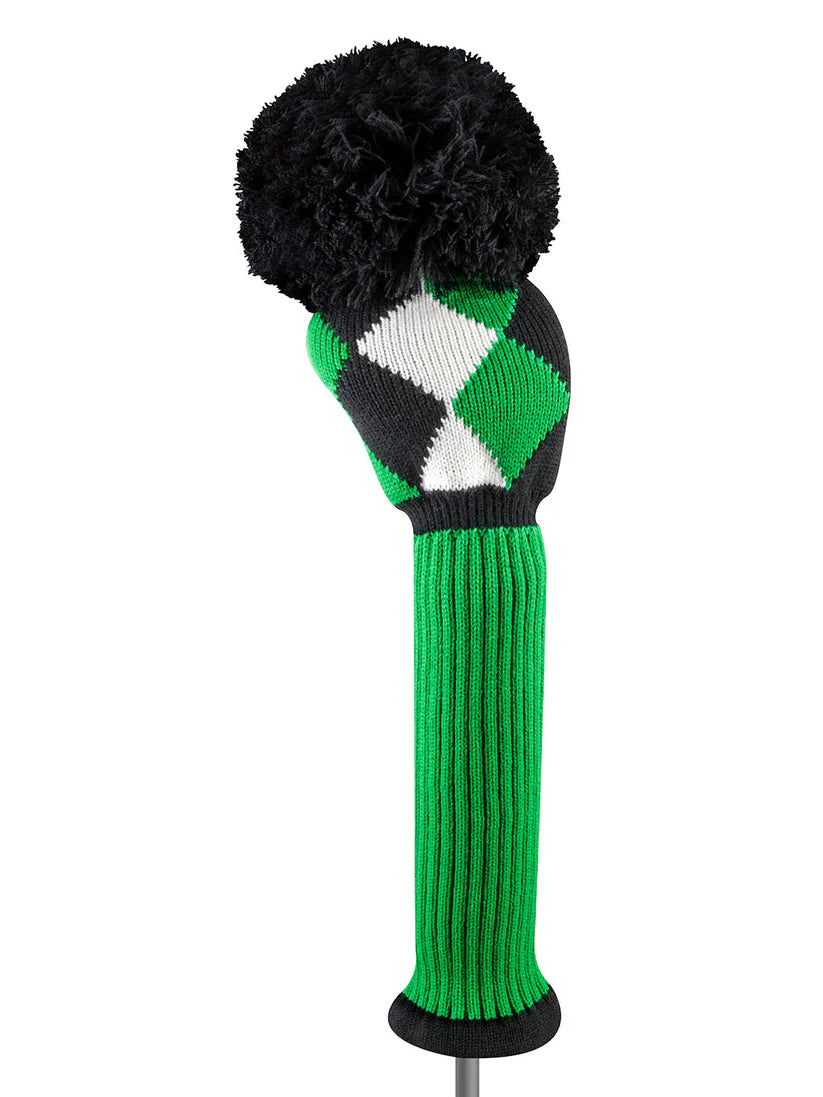 Just4Golf Green Black White Diamond Knitted Head Covers