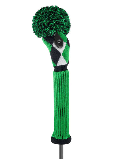 Just4Golf Green Black White Diamond Knitted Head Covers