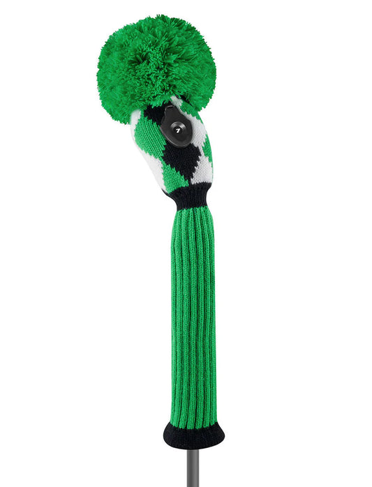 Just4Golf Green Black White Diamond Knitted Head Covers