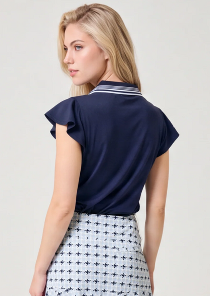 GGBLUE SNOW LEOPARD Harper Luxe Ruffle Sleeve