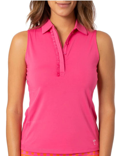 Golftini Sleeveless Ruffle Stretch Polo