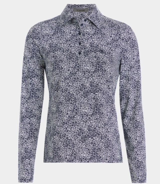 G/FORE APPAREL HYDRANGEA SILKY TECH NYLON LONG SLEEVE POLO