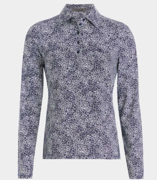 G/FORE APPAREL HYDRANGEA SILKY TECH NYLON LONG SLEEVE POLO