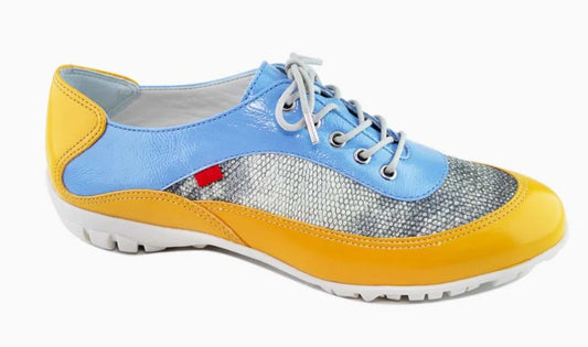 Marc Joseph Hampton Golf Shoe in Sky Blue & Lizard Embossed