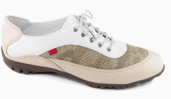 Marc Joseph Hampton Golf Shoe in Nude Svelte Patent & Lizard