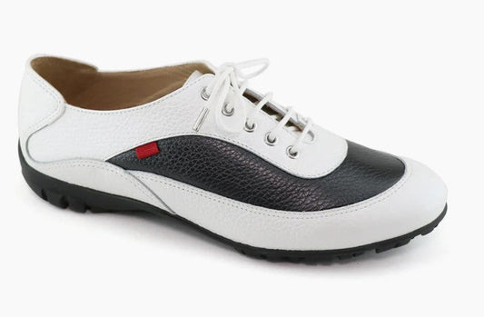 Marc Joseph Hampton Golf Shoe - White & Black Pearlized Grainy