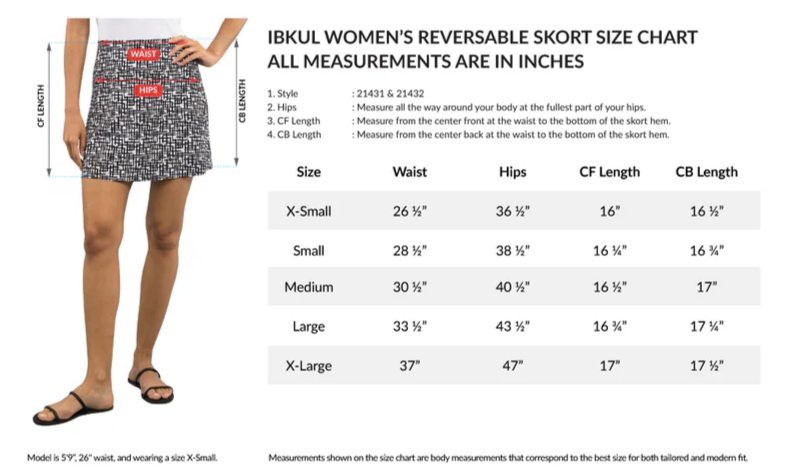 IBKUL IBTravel Estella Reversable Skort 16" (Multiple Colors)