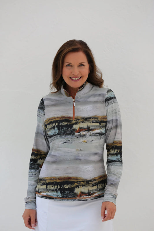 FAMARA DRIFTWOOD Long Sleeve Mid Layer Golf Shirt