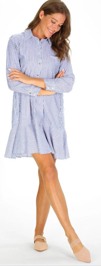 Duffield Lane Iris Dress in Navy & White Stripe
