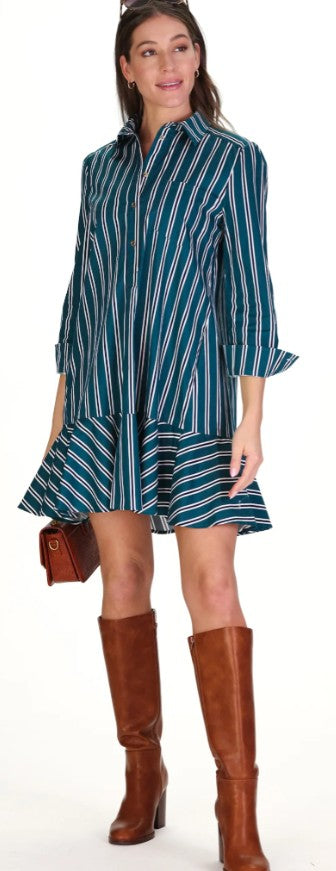 Duffield Lane Iris Dress in Forest Stripe
