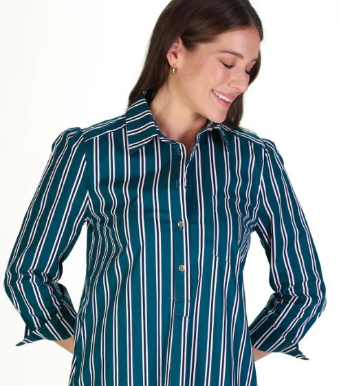 Duffield Lane Iris Dress in Forest Stripe