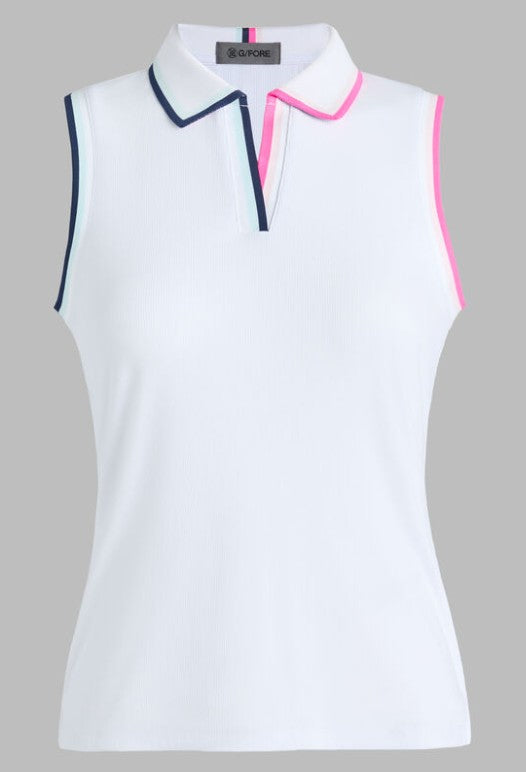 G/FORE APPAREL JOHNNY COLLAR RIBBED TECH SLEEVELESS POLO