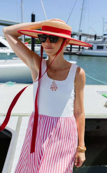 Duffield Lane Jada Dress in Red Stripe 46"