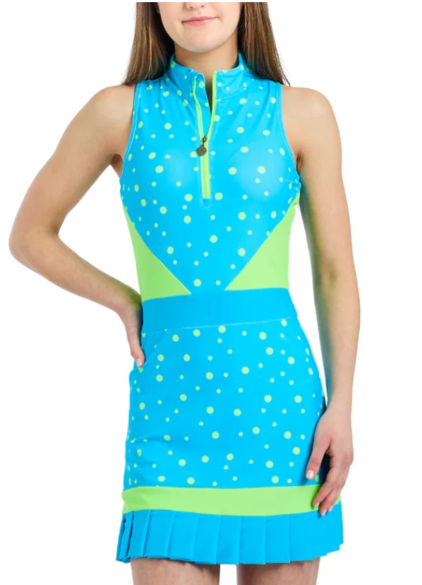 Tzu Tzu AQUA DOTS JORDAN Sleeveless Racerback Dress