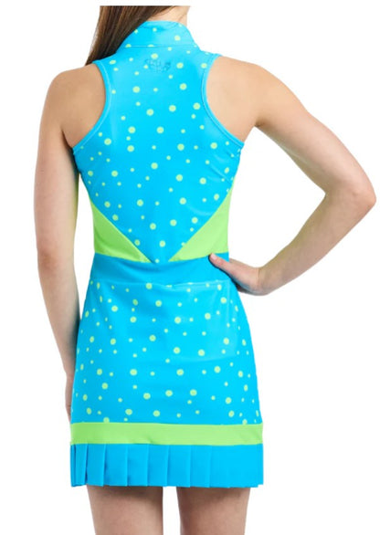Tzu Tzu AQUA DOTS JORDAN Sleeveless Racerback Dress