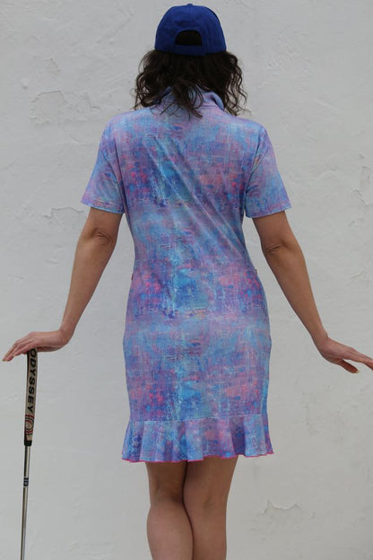 FAMARA FRAGMENTS Short Sleeve Frill Dress