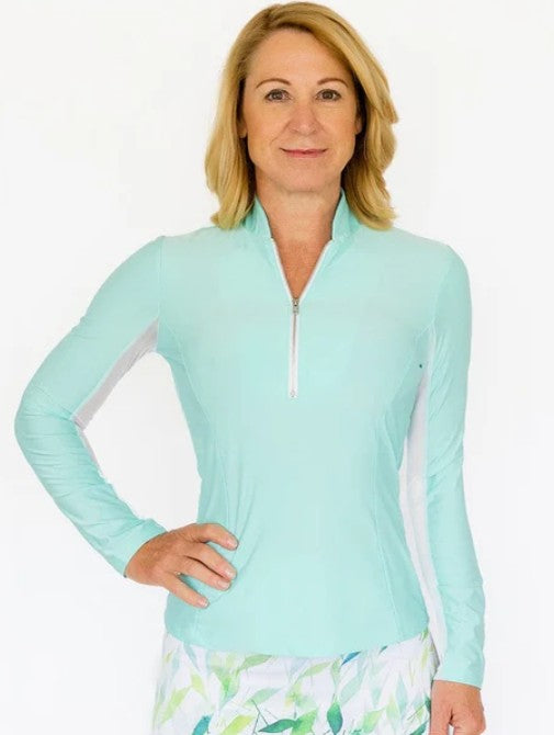 Amy Sport SOLIDS Katelyn 2.0 Long Sleeved Top Silver Zip (Multiple Colors)
