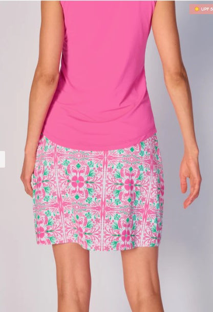 G Lifestyle Spring Knit Golf 18" Skort Pink Tile